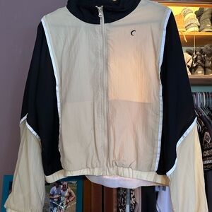 Lightweight Beige and Black Zyia Windbreaker Jacket